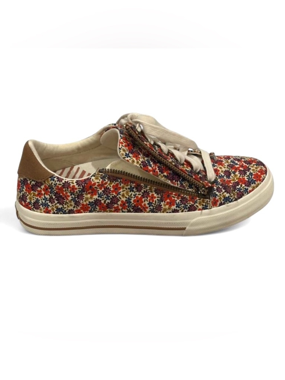 Taos Z Soul Canvas Sneaker Women’s Size 7 Floral Pattern Arch Support & Zipper - Picture 3 of 10